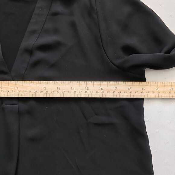 Ann Taylor Black V-Neck Blouse Long Sleeve Button Cuff Shirt Size XS Professiona - Picture 12 of 14